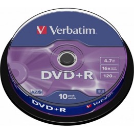 DVD+R Verbatim, 4.7 Gb, 10 Buc