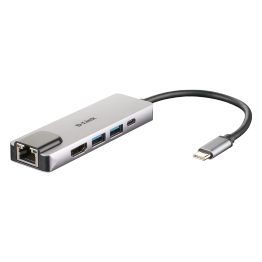 HUB USB D-Link DUB-M520, 5 in 1, USB 3.0, RJ-45, HDMI, Gri