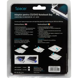 Adaptor Spacer, Caddy HDD/SSD pentru unitate optica