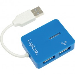 Hub USB 2.0 LogiLink Smile UA0136 , 4x USB 2.0 , Albastru