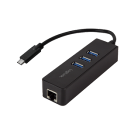 Hub USB Logilink UA0283 , 3x USB 3.0 , 1x RJ-45 , Negru