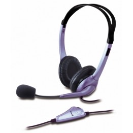 Casti audio Genius HS-04S , 3.5 mm Jack , Peste cap , Microfon , Negru/Mov