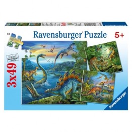 Puzzle Farmecul dinozaurilor, 3x49 piese Ravensburger